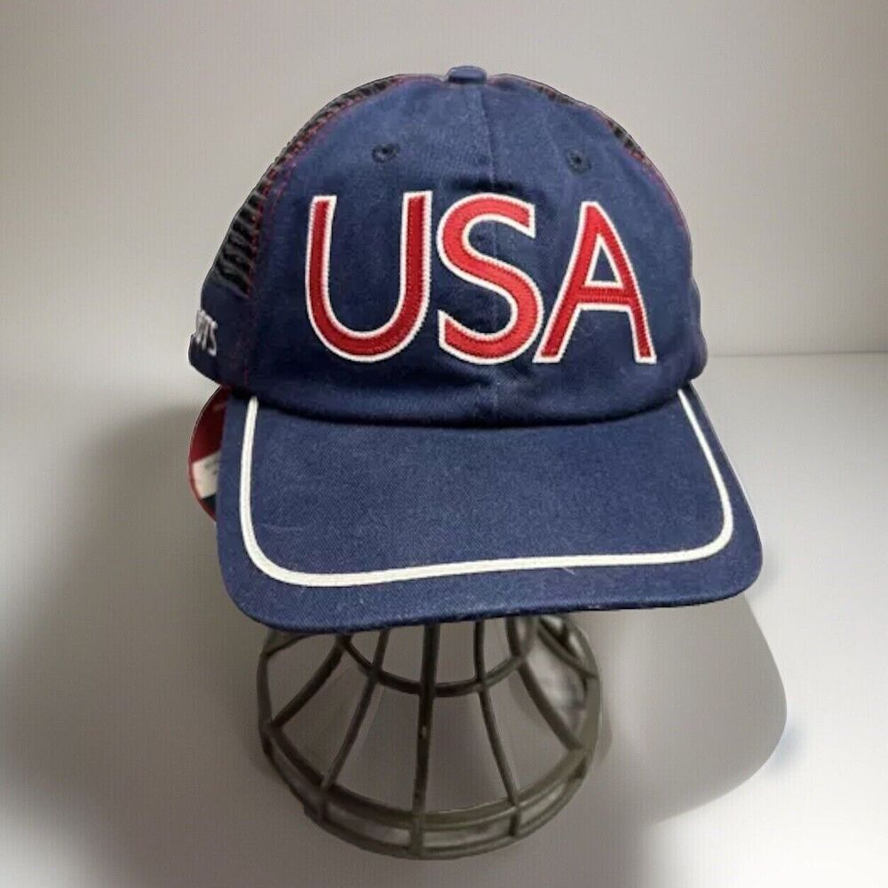 2004 USA Olympic Team Official Roots Logo Hat Blue Mesh Adjustable Strap NWT